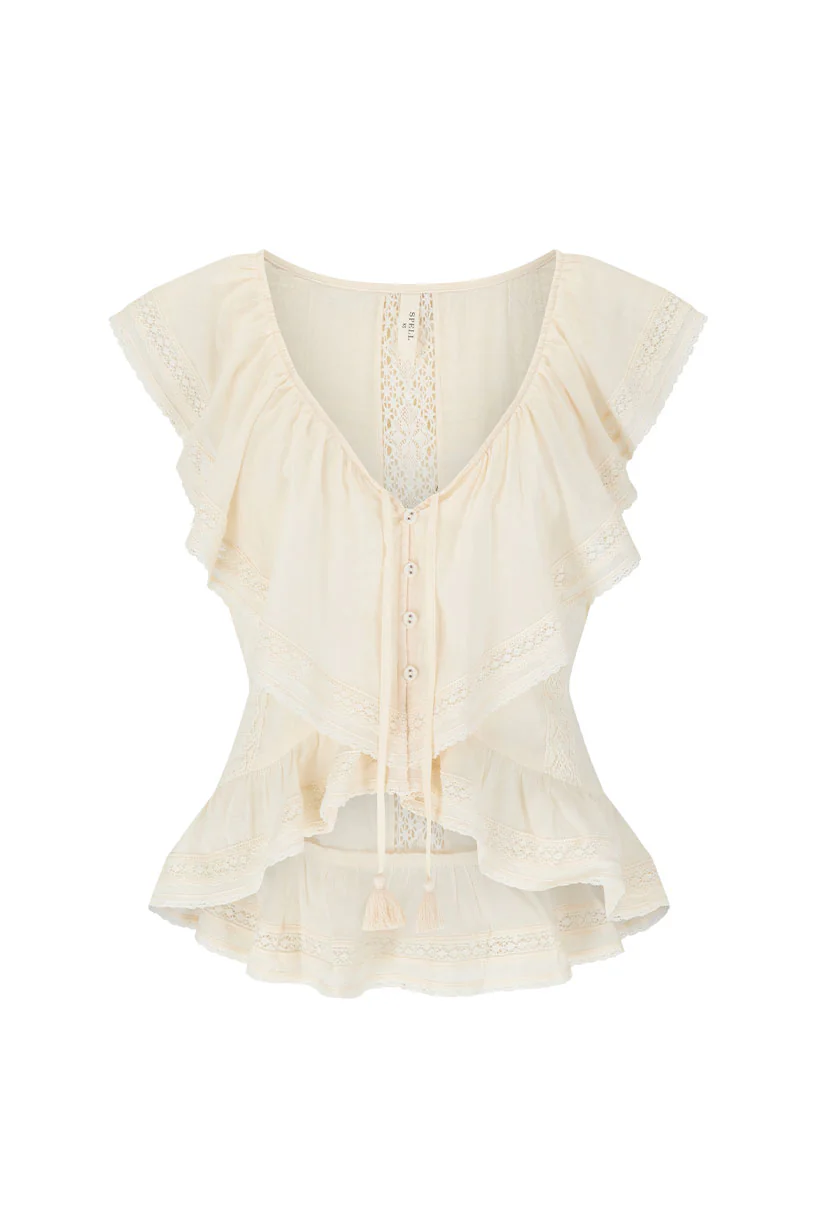 Fleur Lace Frill Sleeveless Blouse - Image 10