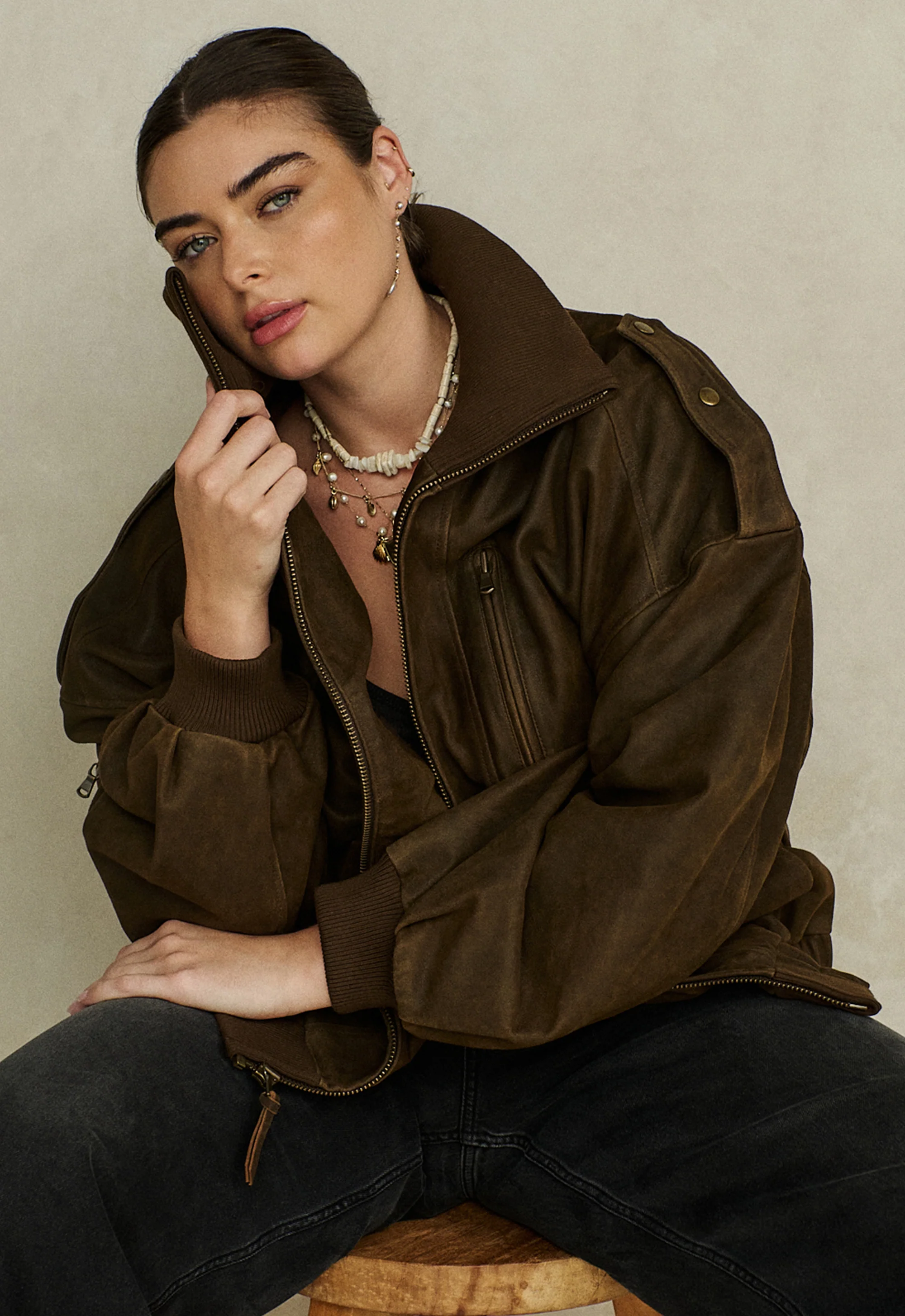 Fontaine Leather Bomber Jacket - Image 7